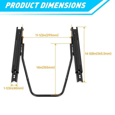 Universal Seat Slider Track Kit With Dual Locking Rails for Aftermarket Seats with product dimensions