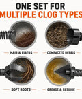 Heavy Duty Seven Piece Drain Clog Cutter Head Replacement For K 1500B Sewer Snake Systems featuring tools for hair, debris, roots, and grease.