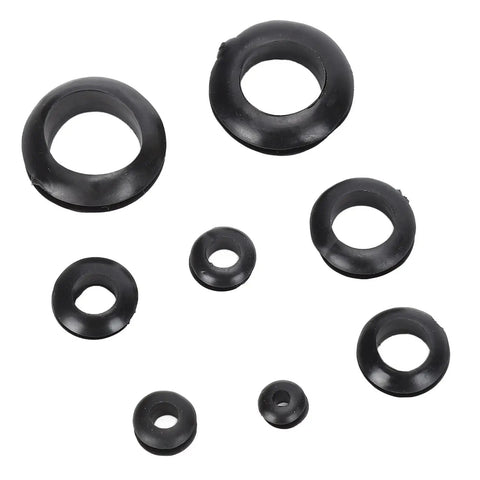 180 Pcs Grommet Assortment Kit DIY Friendly Rubber Firewall Hole Plugs For Cars And Trucks, Protection Rings, Various Sizes, High Temperature Resistant, Durable Auto Seals For Engine Bay And Bodywork. Black rubber grommets in assorted sizes