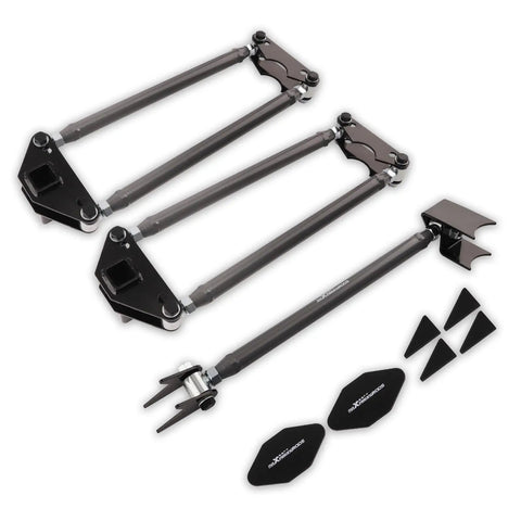 Universal Parallel 4 Link Kit With Adjustable Ends For Suspension Links And Panhard Bar Fits Hot Rods Rat Rods Classic Cars And Air Ride Setups Improves Handling And Ride Height Adjustment, black steel 610-630 mm kit