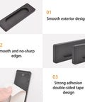 2 Pack Aluminum Flush Sliding Door Pull Handles Rectangular Self Stick For Barn Doors Windows And Cabinets Matte Black 100mm