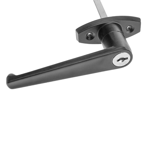 Heavy Duty Shed Door Latch L-Handle Lock Kit With 2 Keys For Barn Doors, 4 1/2 Inch Stem, Chrome Plated Zinc Alloy With Black Powder Coat Finish