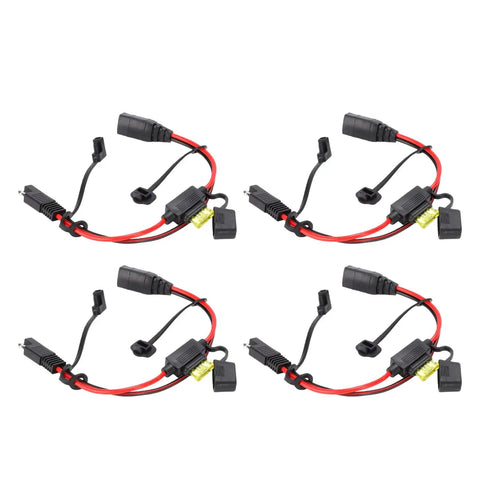 Hella Durable SAE Extension Cable For Charger One Foot 14AWG Cord With 20 Amp Rating features multiple connectors with fuses.