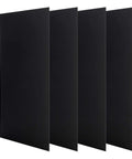 Four black anodized aluminum sheets, 6x12 in, 1 mm thick engraving blanks, front-angled view.