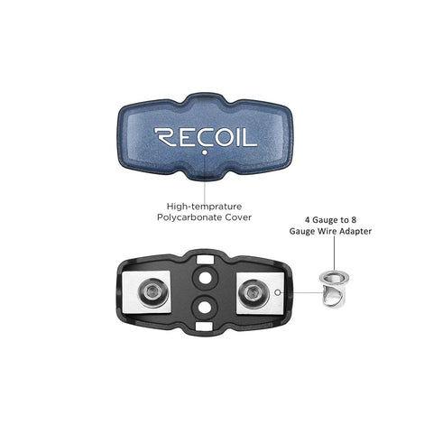 Mini ANL Inline Fuse Holder Set of 5 With Wire Reducers 4 8 Gauge Fuse Block with high-temp polycarbonate cover and adapter.