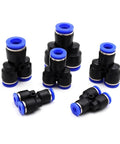 Top Shelf 100 Piece Plastic Push To Connect Pipe Fittings Kit For Air And Water Systems With Quick Release Design For 4mm Up To 16mm Od Tubing Perfect For Pneumatic Tools And Industrial Assemblies With Durable Black Bodies And Blue Seal Rings; black plastic fittings