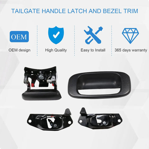 Tailgate handle latch and bezel trim for Heavy Duty Tailgate Hardware Rebuild Kit For Chevy Silverado And Gmc Sierra 1500 2500 3500 Classic Trucks.