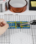 Soldering a PCB using High Temp Polyimide Tape 4 Pack Set With Silicone Adhesive 1/8 Inch 1/4 Inch 1/2 Inch 1 Inch For Masking