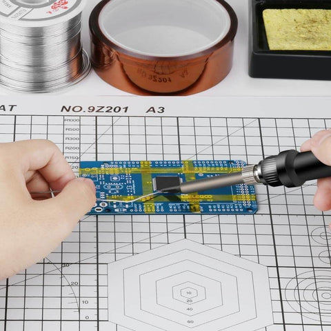 Soldering a PCB using High Temp Polyimide Tape 4 Pack Set With Silicone Adhesive 1/8 Inch 1/4 Inch 1/2 Inch 1 Inch For Masking