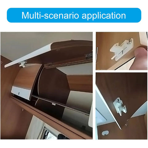 Heavy Duty Magnetic Door Latch For Outdoors, Camper And RV Exterior Use installed on cabinet door, securing door effectively.