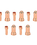 Solid Crafted 1.5Mm Copper Nozzle Electrode Kit With 10 Pieces For PT100 Series Plasma Cutter, showing five nozzles and five electrodes.