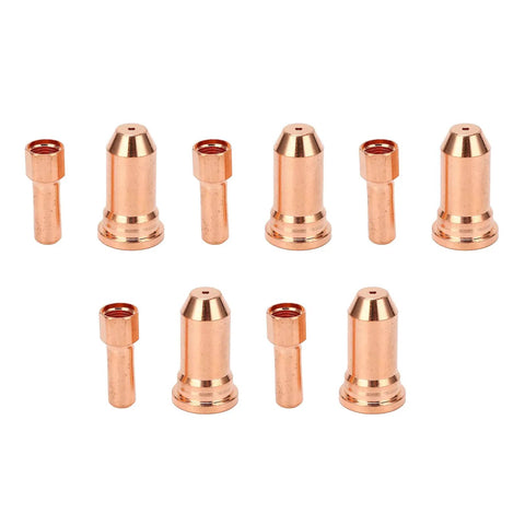Solid Crafted 1.5Mm Copper Nozzle Electrode Kit With 10 Pieces For PT100 Series Plasma Cutter, showing five nozzles and five electrodes.