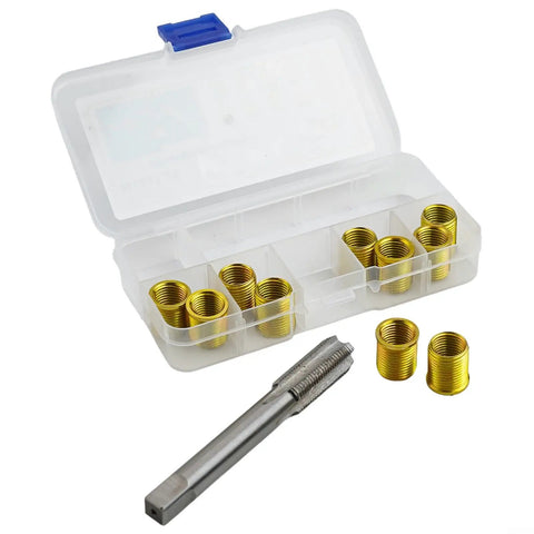 Thread Repair Tool Kit For M12x1.25 Inserts And M14x1.25 Tap, Metal Helicoil Set for engine and diesel generator repairs, 11 pieces