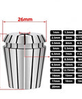 Heavy Duty ER25 Collet Chuck Tool Holder Set with Precision 0.003 accuracy, size 26mm x 34mm, various grip sizes from 1 to 20mm.