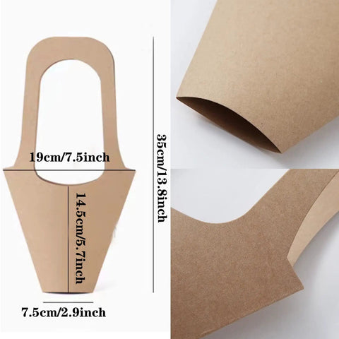 50 Pack Kraft Paper Flower Gift Bags Brown Hanging Bouquet Wrapping Bags For Home Decoration Durable 7.5 By 35 Cm.