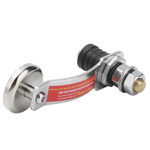 Heavy Duty Magnetic Welding Ground Clamp With Strong Suction And Stable Silicone Insulation For Secure Electronic Projects And Hardware Wiring Tasks That Keep Your Setup Safe And Cool No Sparks Or Heat Problems Here, side view.