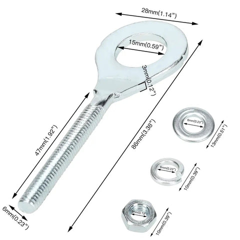 Rear Chain Tensioner Axle Adjuster 15mm 0.59 Inch for Coleman CT200u CT200u-EX Baja MB200 shown with measurements and components