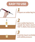 Instructions for using M5 Brass Heat Set Threaded Inserts Kit for Plastic 3D Printing with soldering iron