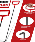 Zonon 2-pack rebar lifter hooks, 33-inch steel tools with red rubber handles for lifting rebar and mesh.