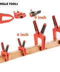 9 Inch Heavy Duty Spring Clamps With Kickass Grip Rock Solid Build Hella Durable Engineering Plastic And Soft Bi Material Handles Sweet For Woodworking And Quick Shop Fixes 2 Piece Set on wood beam with 4 inch clamps