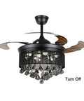 Total Game Changer 42 Inch Black Crystal Ceiling Fan With Adjustable Led Light And Wireless Remote three speed chandelier view from below