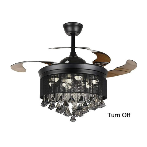 Total Game Changer 42 Inch Black Crystal Ceiling Fan With Adjustable Led Light And Wireless Remote three speed chandelier view from below