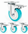 Killer 4 Inch Caster Wheels Heavy Duty TPR Silent Rollers with dual lock brakes and smooth glide, ideal for heavy load support.