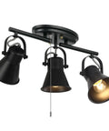 Gold Four Light Track Lighting Kit With Adjustable Heads Flush Mount Ceiling Fixture Set, black finish, three bulb view
