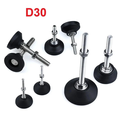 Heavy Duty Adjustable Lathe Leg Feet Set With 30mm Diameter, Threaded Leveling Feet, Swivel Base, Articulating Legs, M5/M6 Compatible