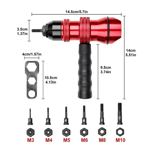 Rivet Nut Tool Kit For DIY Projects With Drill Adapter No Rivet Nuts Included Fits M3 Through M8 Nuts Easy Grip Non Slip PP Handle