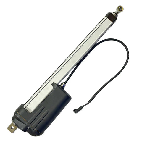 Engineered Electromechanical Linear Actuator 6300153 Direct Fit For Caterpillar Rm400 Recycling Remixer heavy duty actuator with black housing and silver shaft.