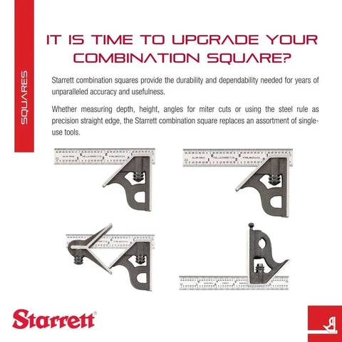 Six Inch Steel Combination Square With Square Head For Pro Grade Right Angles And Depth Gauge, Hardened Forged Steel Blade