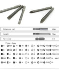 Premium 50 Piece Extra Long Screwdriver Bit Set With Comfortable Handle Featuring Torx Star Hex Spline Tips Perfect For Daily Repairs Picture Hanging And Minor Plumbing Jobs In A Reinforced Toolbox. 60mm 75mm bits with 1/4 tail size