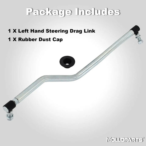 Left Hand Steering Drag Link For Riding Mowers And Lawn Tractors With Rubber Dust Cap, compatible replacement part