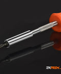 Security Torx Bit Set With Magnetic One Quarter Inch Driver close-up with orange handle and metal bit detail on black background