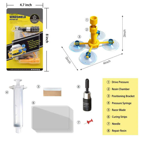 Windshield Chip And Crack Repair Kit For Cars, DIY Car Window Repair Kit No Mixing Needed, Fix Chips And Cracks In Minutes