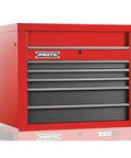 34 Inch Top Chest With Five Deep Drawers In Mean Black Wrap, red tool organizer chest with sliding drawers.
