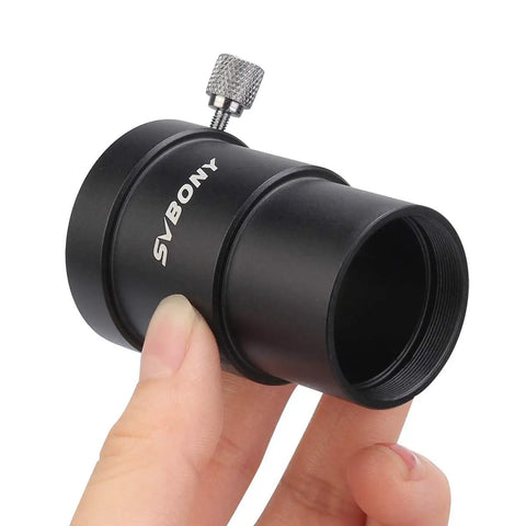1.25 Inch Telescope Extension Tube Adapter with 34mm Optical Length for Eyepieces and 1.25 Inch Filters, black aluminum, handheld view