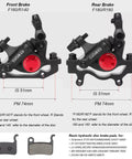 Hydraulic Disc Brake Calipers Set for Mountain Bikes and E-Bikes, Front and Rear Line-Pulling System, 1 Pair, Black Finish