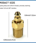 Get Your Daily Driver Rolling Smooth Again By Swapping In This 8 Piece Brass Bleeder Screw Kit With Universal 1 8 Inch Npt Valves And 1 4 To 28 Plus 1 8 To 27 Threaded Bases For Quick Under Hood Hydraulic Fixes, 1/8 inch NPT brass valve with precise threading.