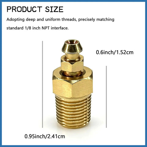Get Your Daily Driver Rolling Smooth Again By Swapping In This 8 Piece Brass Bleeder Screw Kit With Universal 1 8 Inch Npt Valves And 1 4 To 28 Plus 1 8 To 27 Threaded Bases For Quick Under Hood Hydraulic Fixes, 1/8 inch NPT brass valve with precise threading.