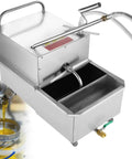 Upgrade Your Kitchen Game With This Heavy Duty Commercial Fryer Filter Machine, solid stainless steel, front view showing oil separation features.