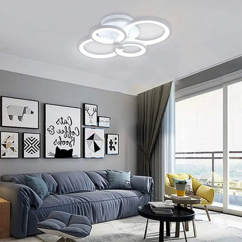 Modern Metal And Acrylic LED Flush Mount Ceiling Light With 56W Power, 3000K To 6500K CCT, Room Filling Lighting For Living Room Kitchen Bedroom Dining, 24 Inch Diameter, Easy Mount Fixture, Not Compatible With Dimmer Switch