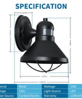 2 Pack Motion Sensor Outdoor LED Wall Light With Dusk To Dawn Auto Sensor Waterproof Exterior Sconce Lighting Fixture For Porch Garage Barn And Farmhouse Black Slick Wall Mount Lanterns with specifications
