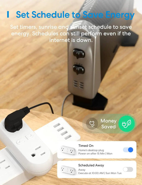 Two In One Smart Plug Set That Works With Alexa Google Home Siri HomeKit SmartThings 15A 2 Pack No Hub Required 2.4 GHz WiFi connected to heater