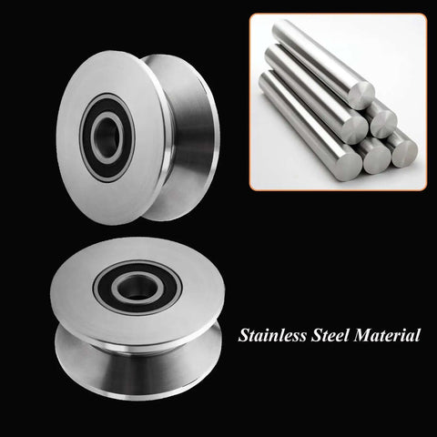 Heavy Duty Sliding Gate Rollers Stainless Steel V Groove Wheel For Barn Doors showcased with material, close-up view