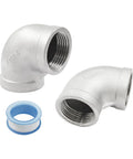 2 Pack 1 Inch NPT Female To Female 90 Degree Elbow Fittings In 304 Stainless Steel Includes Pipe Tape For Garden Marine Plumbing And Industrial Use