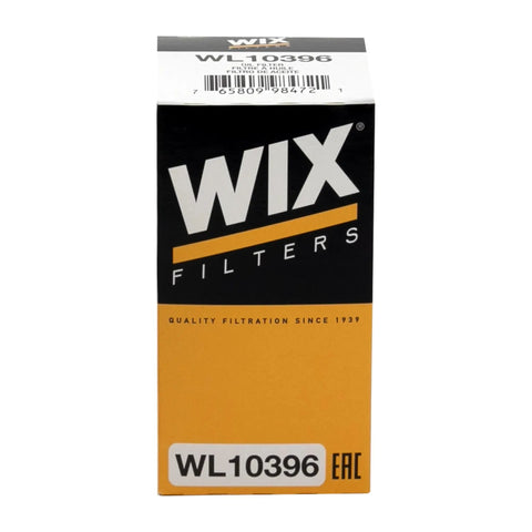 Packaging of WIX Filters WL10396, a Heavy Duty Oil Filter Replacement for Synthetic and High Mileage Oil, compatible with Audi Porsche VW.