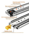 Beefed Up 60 Inch Drawer Slides With Full Extension Side Mount Ball Bearing Rails 500 Lb Capacity Smooth Glide Locking Hardware in steel