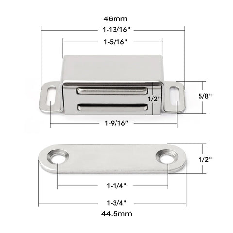 Stainless Steel Magnetic Cabinet Catches For Kitchen Doors Cupboards And Drawers No Slam Self Closing Hardware Reliable Four Piece Set